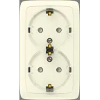 Розетка двойная наружная с заземлением с шторками с изолирующей пластиной (стакан) слоновая кость