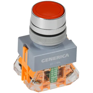 Кнопка D7-11BN d-22мм 1з+1р кр. GENERICA