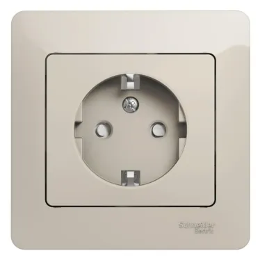 GLOSSA розетка с заземлением со шторками в сборе молочный