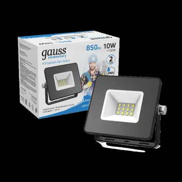 Прожектор светодиодный ДО 10 Вт 900 лм 6500К AC 220В IP65 76х93х28мм Elementary Gauss