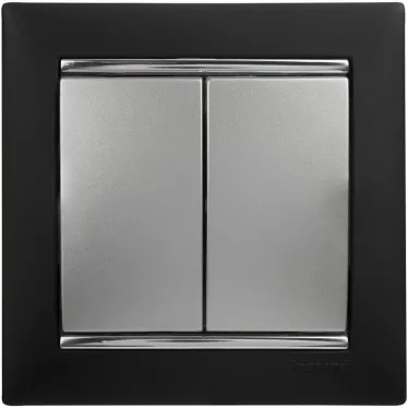 VALENA Выключатель двухклавишный в рамку алюминий