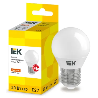 Лампа LED ALFA G45 шар 10Вт 230В 3000К E27 IEK