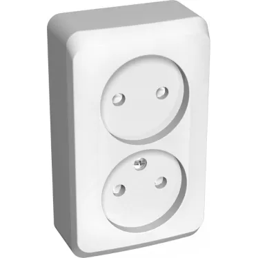 ЭТЮД Розетка двойная наружная без заземления со шторками белая