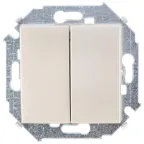 Выключатель двухклавишный проходной (переключатель), 16А, 250В, винтовой зажим, шампань