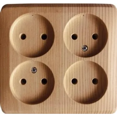 ЭТЮД Розетка четырехместная наружная без заземления без шторок 16А 250B сосна
