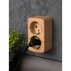 Розетка 2-местная ОП Минск 16А с заземлением светлое дерево