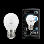 Лампа светодиодная LED 7 Вт 550 лм 4100К шар P45 нейтральный E27 AC 220В шаговое диммирование выключателем Black Gauss