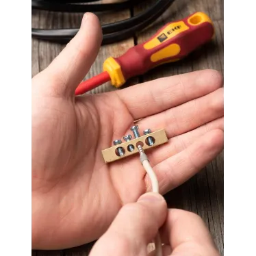 Шина PEN ноль-земля 6х9мм 4 отверстия латунь крепеж по краям PROxima