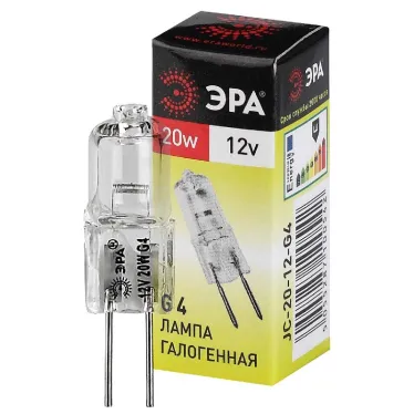 Лампа накаливания галогенная G4-JC-20W-12V (галоген, капсула, 20Вт, нейтр, G4) (100/1000/35000)