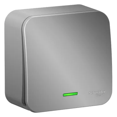 Выключатель BLANCA одноклавишный наружный (схема 1) с подсветкой 10A 250B алюминий