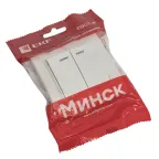 Выключатель Минск двухклавишный СП с индикатором 10А белый