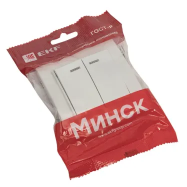 Выключатель Минск двухклавишный СП с индикатором 10А белый