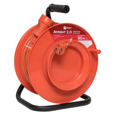 Удлинитель на катушке ''Атлант 2.0'' 1 гнездо 50м без заземления ПВС 2*0,75 6А/1,3кВт PROxima