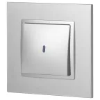 Выключатель с подсветкой, 10АХ-250В, Эра Elegance, алюминий,14-1102-03