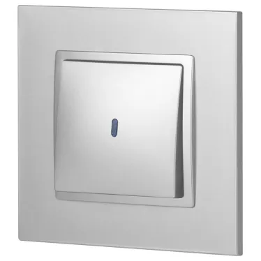 Выключатель с подсветкой, 10АХ-250В, Эра Elegance, алюминий,14-1102-03