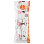 Удлинитель электрический с заземлением с выключателем 5 розеток 3 м ПВС 3x0,75мм2 10А UX-5es-3m ЭРА