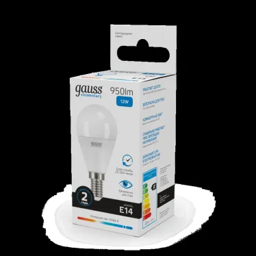 Лампа светодиодная LED 12 Вт 950 лм 6500К шар P45 холодный E14 AC 220В Elementary Gauss