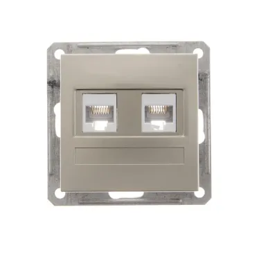 W59 Розетка двойная компьютерная категория 5е скрытая в рамку шампань