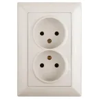 Розетка Intro Solo 4-204-02 без заземления 2х2P, 16А-250В, IP20, СУ, слоновая кость