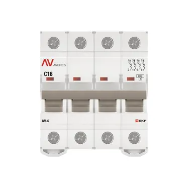 Выключатель автоматический AV-6 4P 16A (C) 6kA AVERES