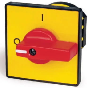 Площадка желтая и красная ручка 48х48 отверстие 22 мм