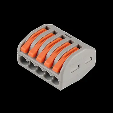 Клеммы монтажные многоразовые PTC-5P 222-415 450V 32A 0,08-2,5(4.0)mm2 , 5 отверстий, серые /50 шт.