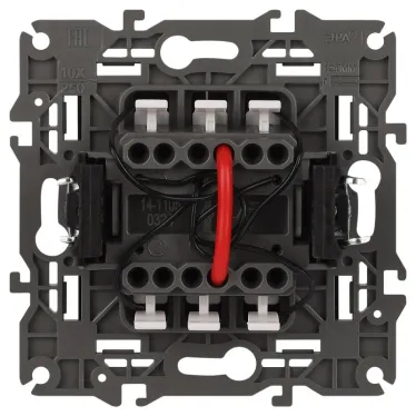 Выключатель двойной с подсветкой, 10АХ-250В, Эра Elegance, антрацит,14-1105-05