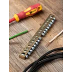 Шина PEN ноль-земля 8х12мм 16 отверстий латунь крепеж по центру PROxima