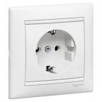 VALENA Розетка с заземлением в сборе винтовые зажимы белая