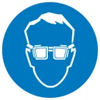 Знак M 01 ''Работать в защитных очках'' ф200 мм, пластик ГОСТ Р 12.4.026-2001