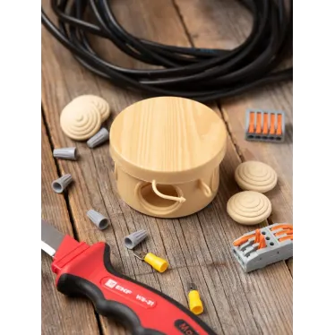 Коробка распаячная КМР-040-038 с крышкой (73х43) 4 мембранных ввода светлое дерево IP54 PROxima