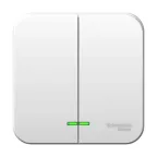 Выключатель наружный двухклавишный BLANCA (cх.5) с подсветкой, 10A, 250B, белый