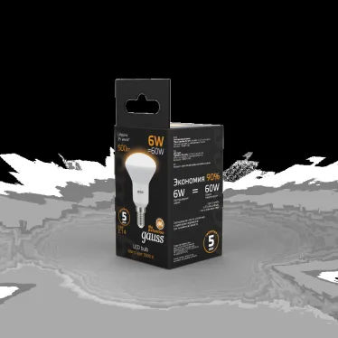 Лампа светодиодная LED 6 Вт 500 лм 3000К грибок R50 теплый E14 AC 220В Black Gauss