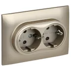 SKANDY Розетка 2-местная с заземлением с защитными шторками 16А в сборе SK-R07Sh шампань IEK
