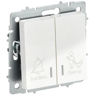 BRITE Выключатель 2-клавишный с индикацией для отелей 10А ВС10-2-9-БрБ белый IEK