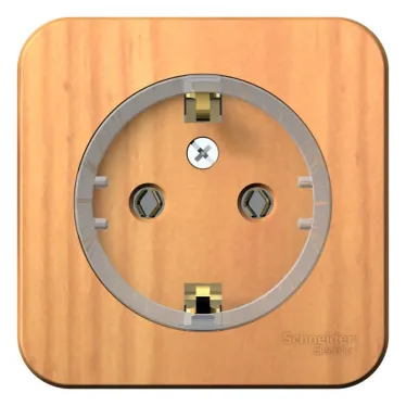 Розетка BLANCA наружная, с заземлением, без шторок, (тонкая), 16А, 250В, ясень