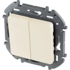 Выключатель двухклавишный - Legrand Inspiria - 10А 250В безвинтовые зажимы - слоновая кость