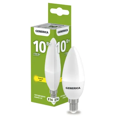 Лампа светодиодная C35 свеча 10Вт 230В 3000К E14 GENERICA