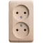 ЭТЮД Розетка двойная наружная без заземления без шторок Сосна