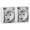 15 Aqua Розетка двойная 2Р+Е Schuko с крышками полупр. IP54 16А 250В винтовой зажим S15A белый