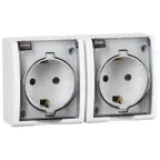 15 Aqua Розетка двойная 2Р+Е Schuko с крышками полупр. IP54 16А 250В винтовой зажим S15A белый
