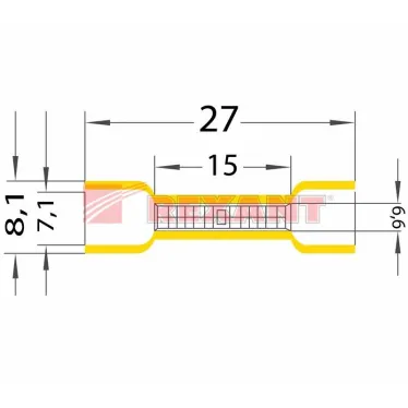 Гильза соединительная изолир L-26 мм 4-6 кв мм (ГСИ 6.0 ГСИ 4,0-6,0) желтая, REXANT