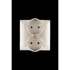 15 Розетка двойная скрытая с заземлением 2х2Р+Е 16А 250В винтовые зажимы шампань