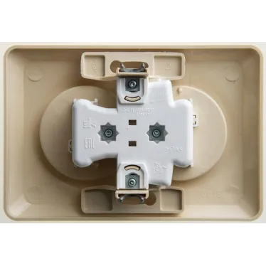 ЭТЮД Розетка двойная скрытая без заземления без шторок бежевая