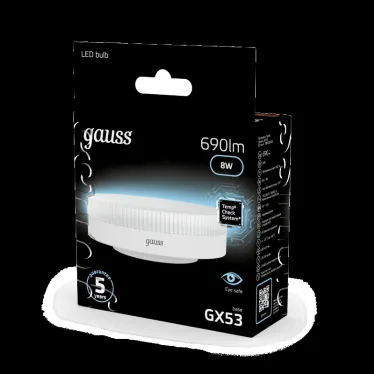 Лампа светодиодная LED 8 Вт 690 лм 4100К таблетка нейтральный GX53 AC 220В Black Gauss