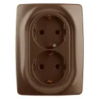 Розетка 2X2P+E Schuko со шторками , 16A-250В, Эра12, бронза, 12-2108-13