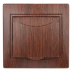 Розетка 2P+E Schuko с крышкой, 16А-250В, СУ, Plano, венге, 1-203-10