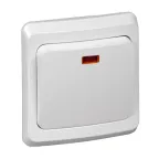 ЭТЮД Выключатель одноклавишный скрытый с подсветкой белый сх.1