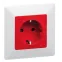 Valena LIFE Розетка силовая 2К+З 16А 250В со шторками безвинтовые зажимы с лицевой панелью красная