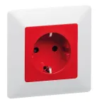 Valena LIFE Розетка силовая 2К+З 16А 250В со шторками безвинтовые зажимы с лицевой панелью красная